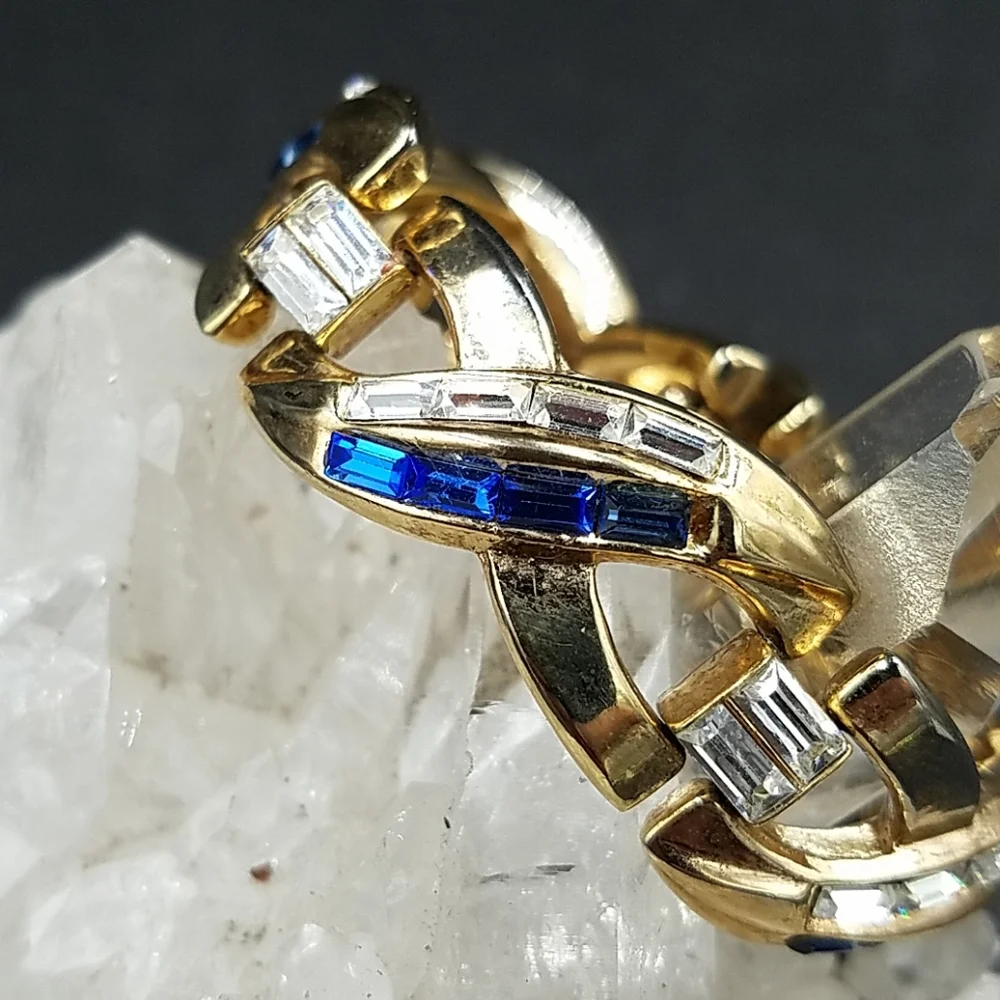 Jewels by Trifari 1953 Sapphire Baguette Rhinestone Bracelet